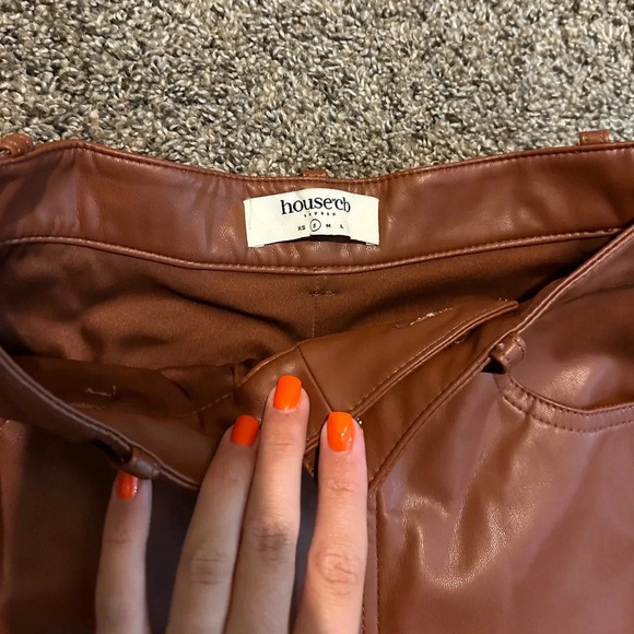 NWOT House of CB Inaya Stretch Vegan Leather Trousers in Brown - size S - Picture 8 of 11